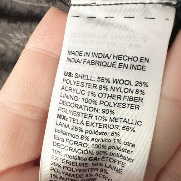 Chico's Size 1 Gray Wool Blend Beaded Embellished Jacket Women’s Size Medium - Picture 12 of 15